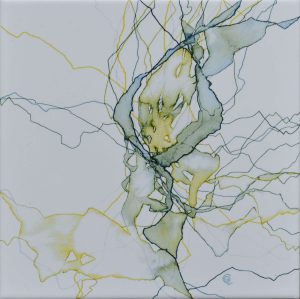 Reproducción de acuarela "Cuaderno de Bitácora 479" sobre baldosa de gres porcelánico