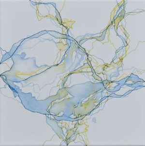 Reproducción de acuarela "Cuaderno de Bitácora 495" sobre baldosa de gres porcelánico